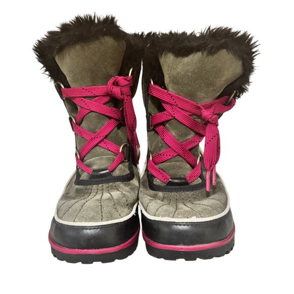 Sorel Winter Carnival Snow Boots Women’s 6 Olive Green Suede Fur Waterproof - Picture 2 of 10